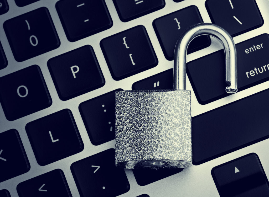 open security lock on computer keyboard